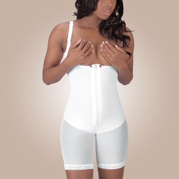 Mid-Thigh Molded Buttocks High-Back Girdle, Zippered