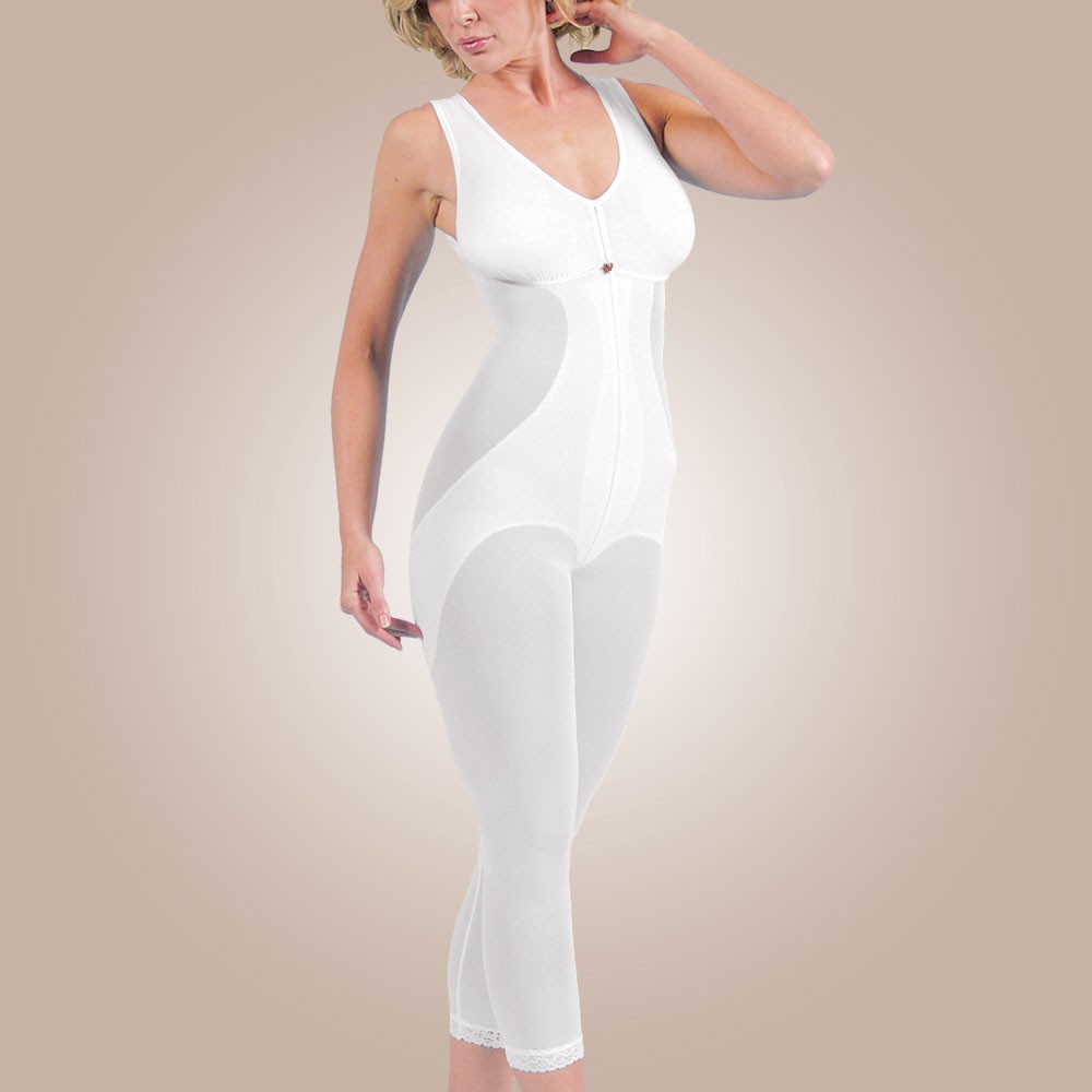 Below-Knee High-Back Girdle with Bra, Non-Zippered