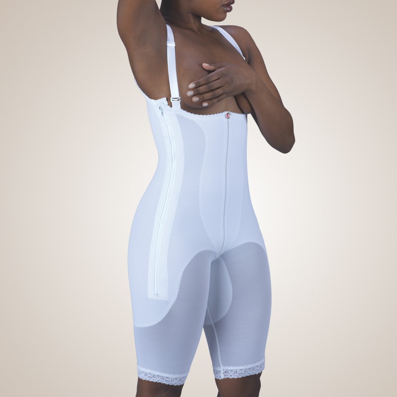 Rubenesque Above-Knee High-Back Body Girdle, Zippered